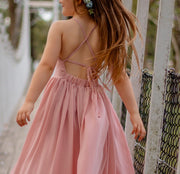 Sofia Dusty Pink French Chiffon Dress - A Little Lacey