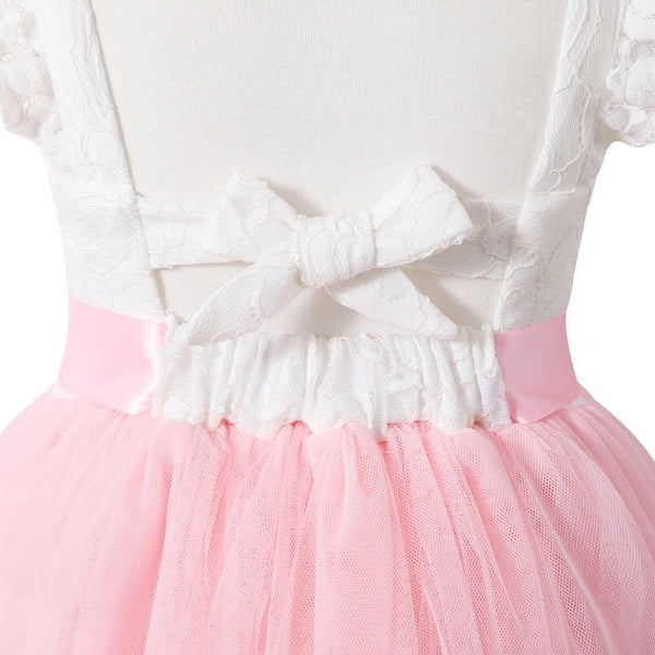 Ella Rose Girls Soft Pink Tie Back Dress - A Little Lacey