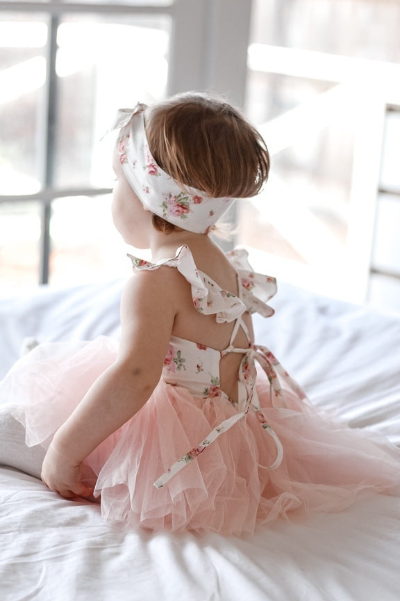 Eloise Peach Floral Baby Tutu Dress - Baby Rompers