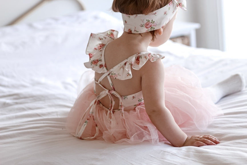 Eloise Peach Floral Baby Tutu Dress - Baby Girl Cake Smash Dresses