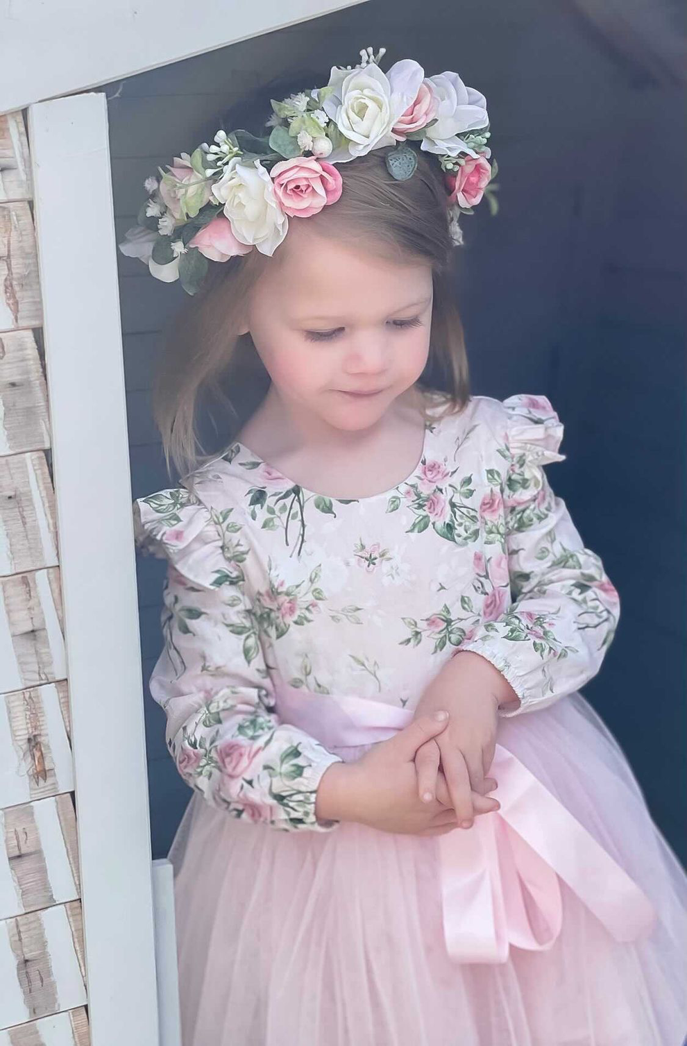 Misty Girls White & Pink Flower Crown - A Little Lacey · Photo 2 of 4