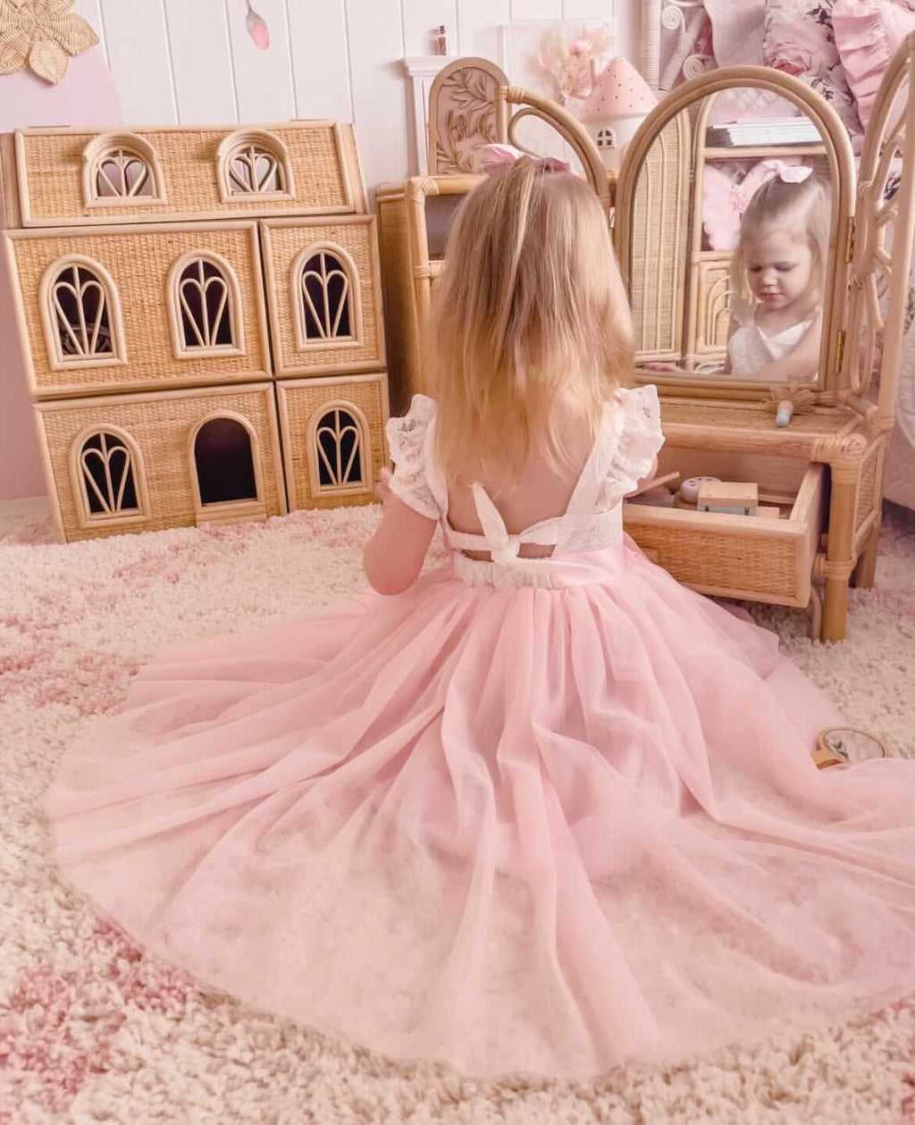 Ella Rose Girls Soft Pink Tie Back Dress - Tween Girls Dresses