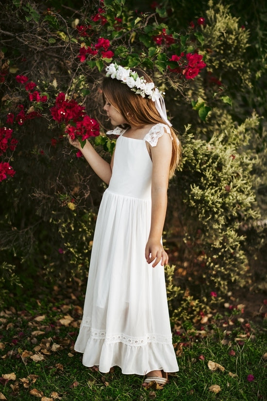 Gabriella French Chiffon White Girls Dress - A Little Lacey · Photo 3 of 15