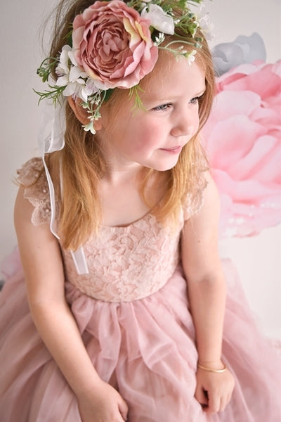 Marla Girls Boho Dusty Pink Flower Crown - Flower Crowns