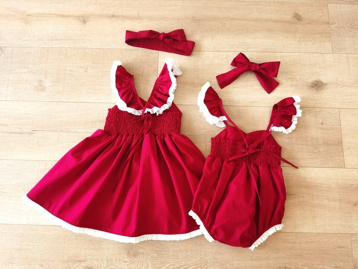 Rosie Red Christmas Baby Romper - Christmas Dresses and Rompers