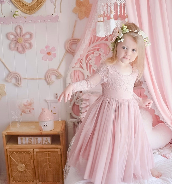 Juliette Dusty Pink Girls Dress - Midi - All Products