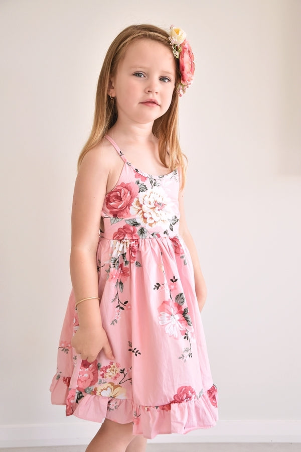 Coral Girls Floral Dress - All Products