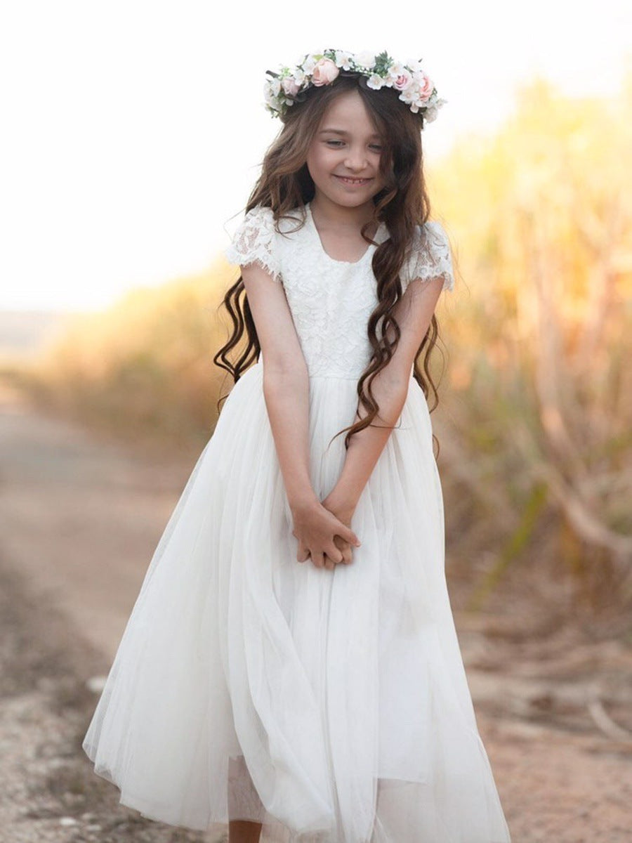 Serenade Girls White Lace Dress