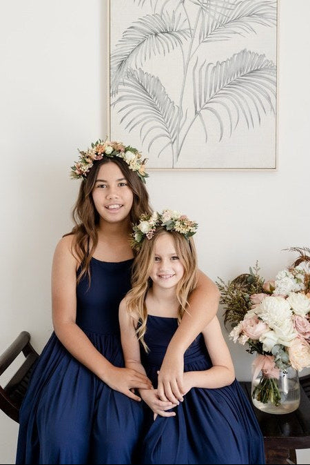 Sofia French Chiffon Navy Blue Girls Dress