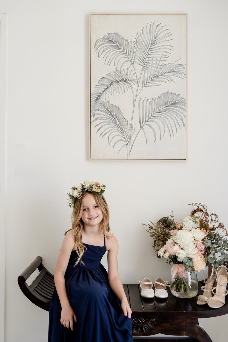 Sofia French Chiffon Navy Blue Girls Dress