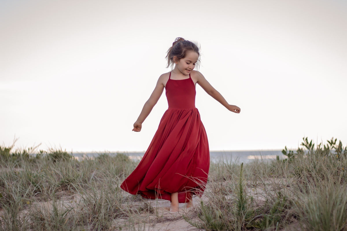 Sofia French Chiffon Burgundy Girls Dress
