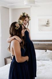 Sofia French Chiffon Navy Blue Girls Dress - A Little Lacey