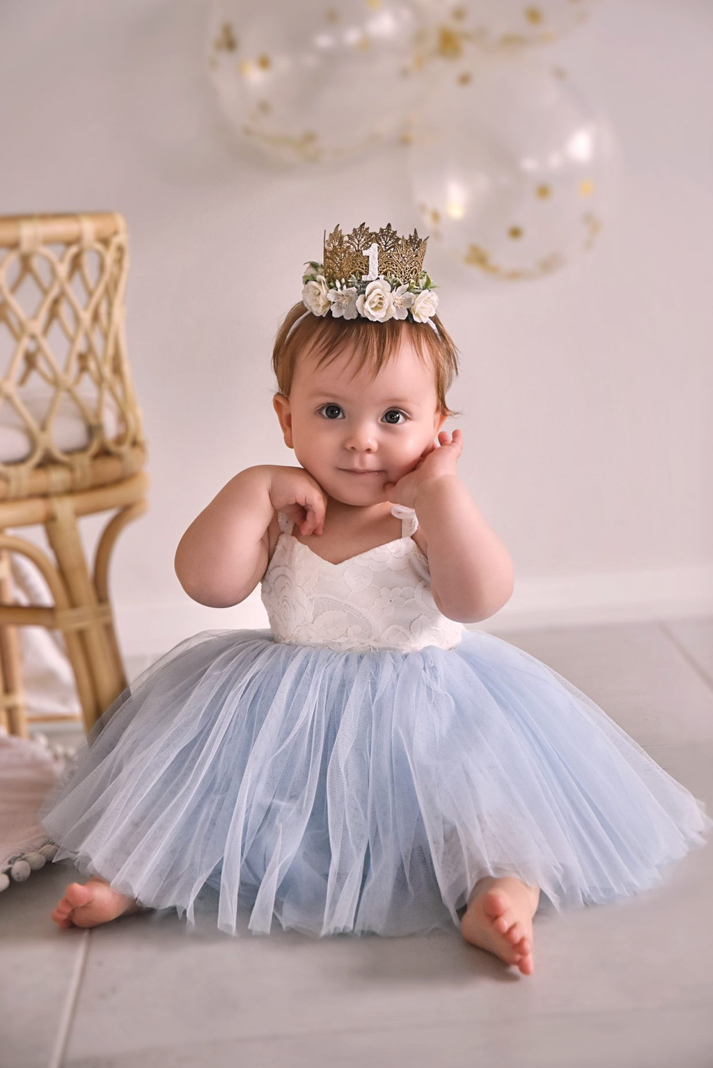 Zara Girls Lace Dress - Blue - Baby Girl Cake Smash Dresses