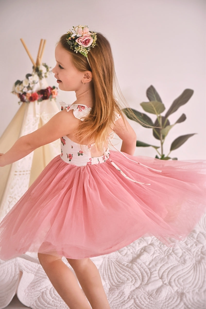Zara Girls Dress - Dusty Pink - Girls Floral Dresses