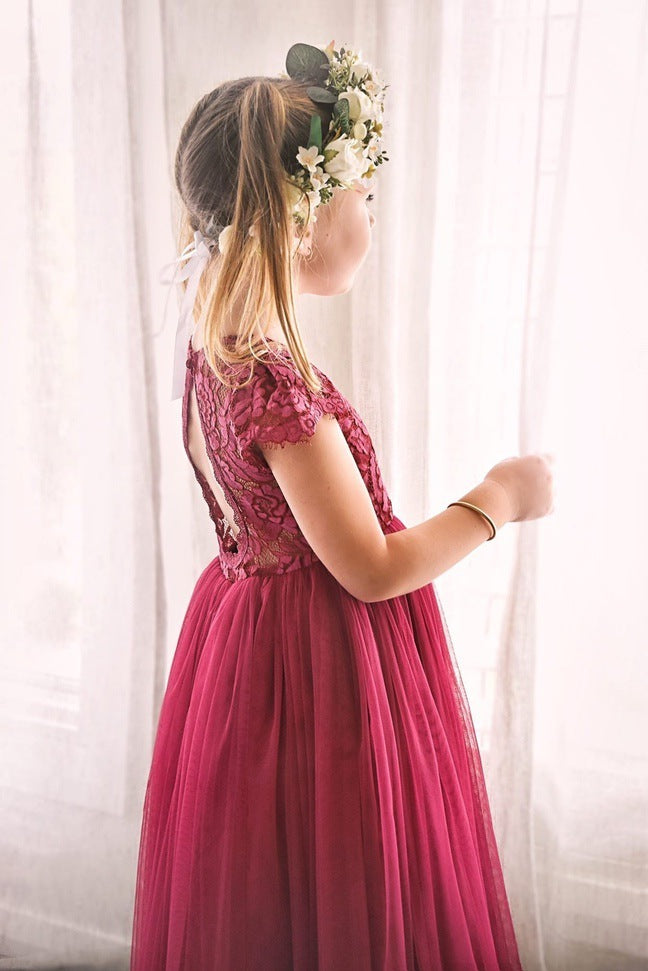 Serenade Girls Magenta Lace Dress - Size 14 - Sale