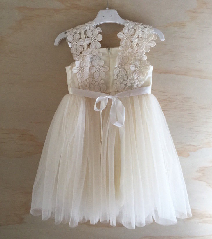 Ivory flower girl dress - Layla - back