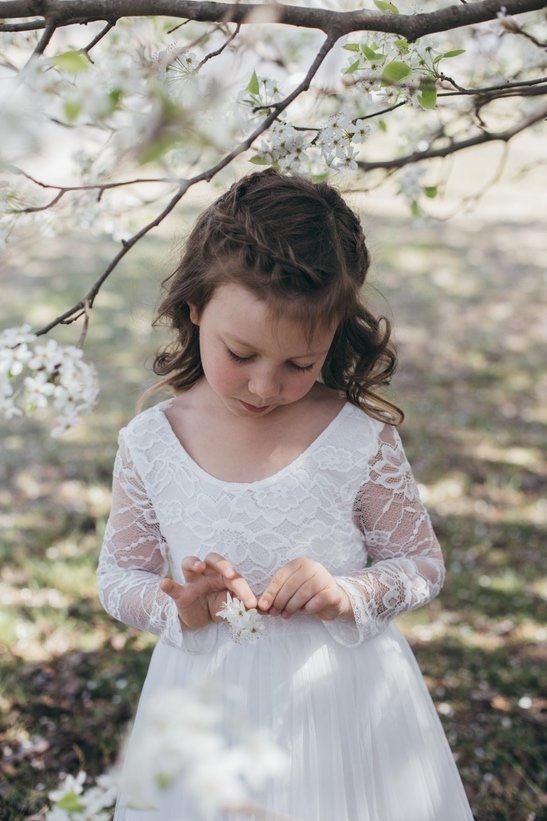 Juliette White Lace Girls Dress - Full Length - A Little Lacey · Photo 7 of 7