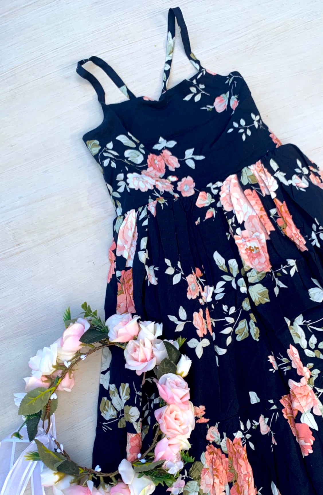 Ava Girls Floral Maxi Dress Navy Blue – A Little Lacey