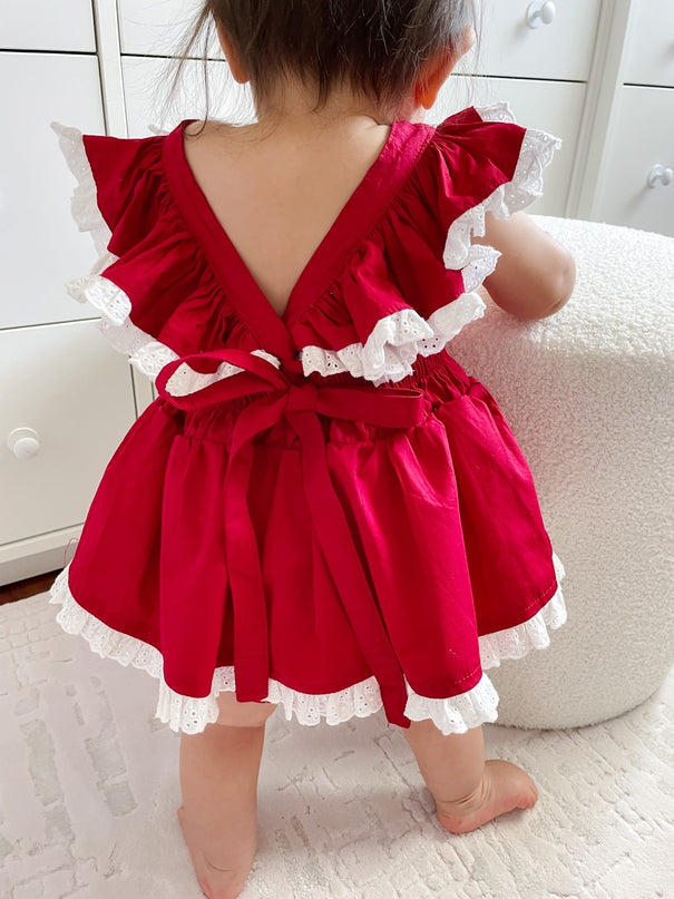 Olive Baby Girls Red Christmas Romper - Baby Rompers