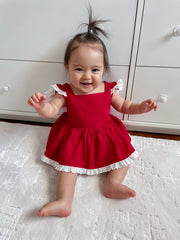 Olive Baby Girls Red Christmas Romper - A Little Lacey