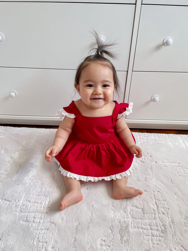 Olive Baby Girls Red Christmas Romper