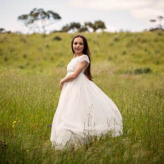 White first communion dress - field
