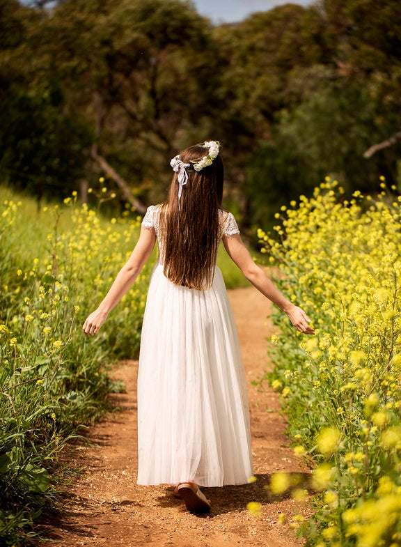 White first communion dress - flowers