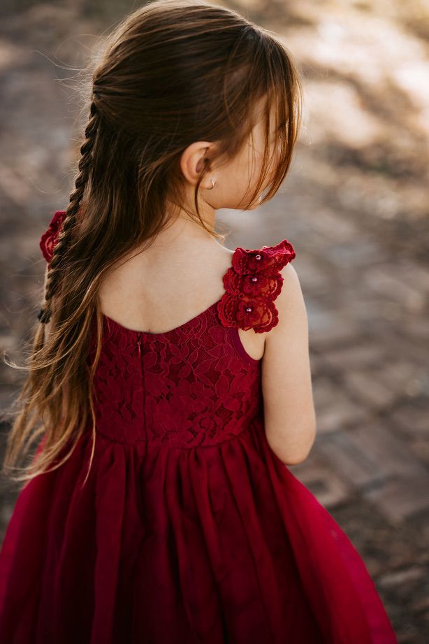 Enchanted Angel Girls Burgundy Lace Dress - All Products