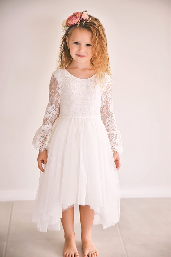 Freya Girls White High Low Dress – A Little Lacey