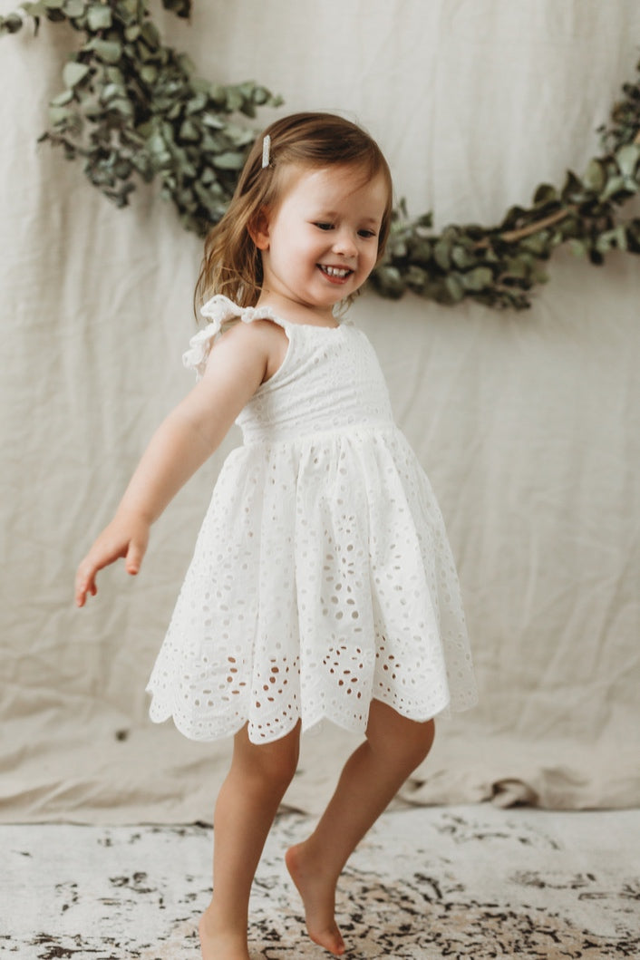Grace Broderie Girls White Dress - All Products