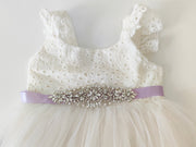 Girls Diamante Sash Belt - Purple - A Little Lacey