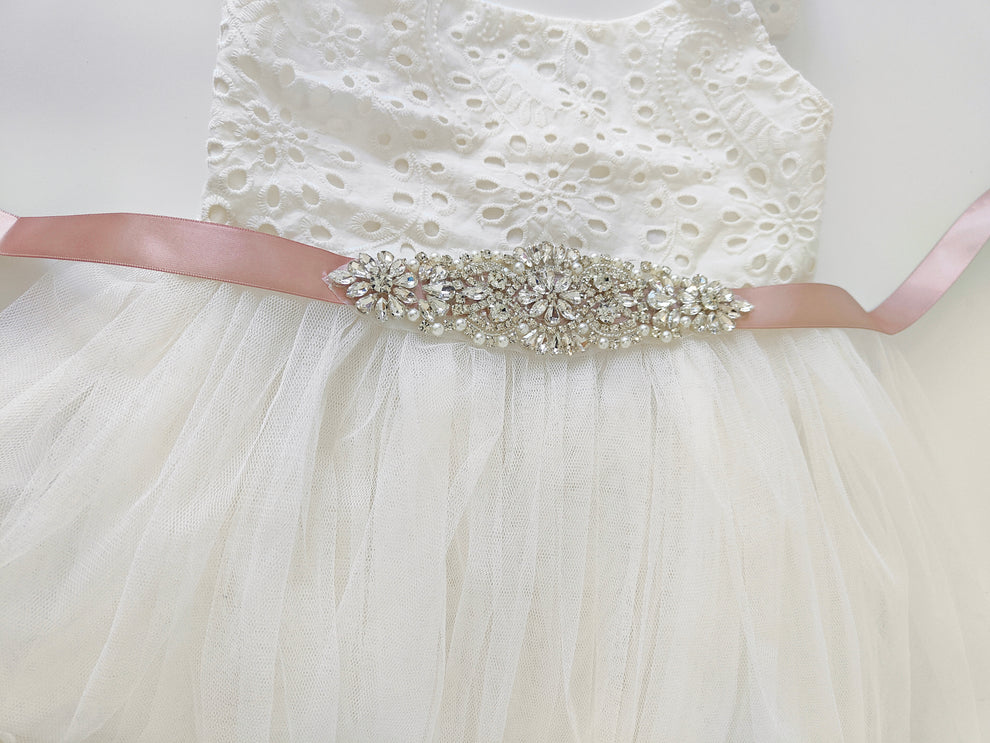 Girls Diamante Sash Belt - Blush - A Little Lacey · Photo 3 of 3