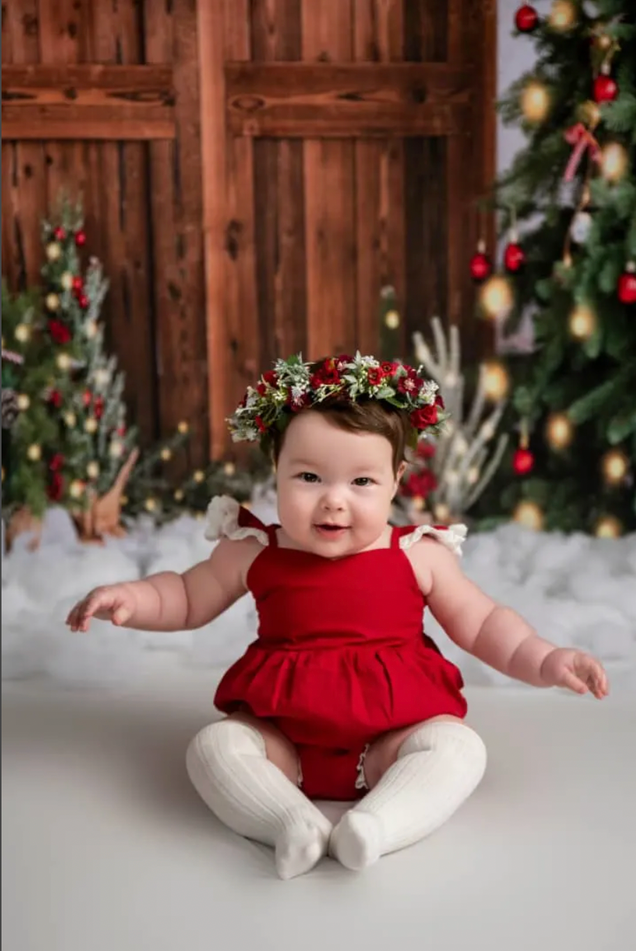 Rosie Red Christmas Baby Romper - Christmas Dresses and Rompers
