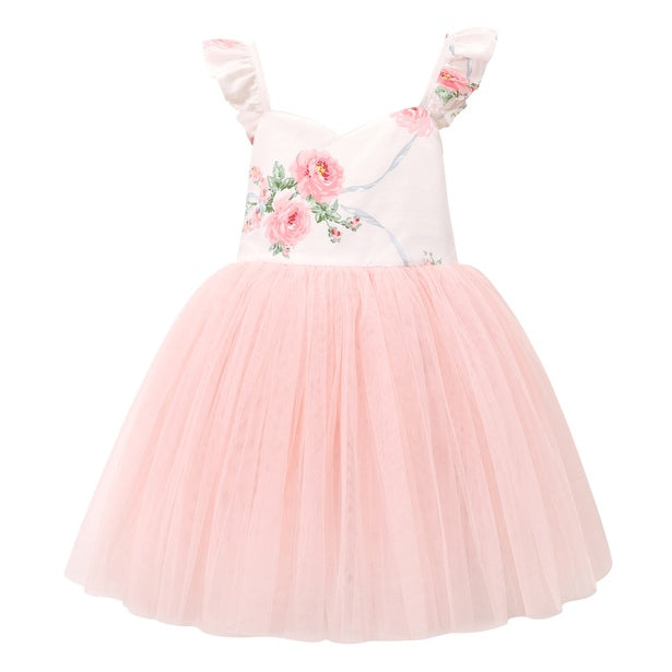 Zara Girls Peach Floral Tutu Dress - Girls Party Dresses