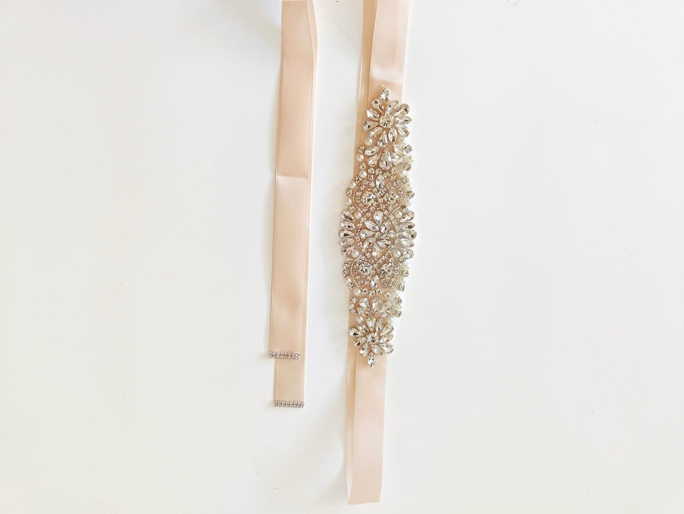 Girls Diamante Sash Belt - Champagne - A Little Lacey · Photo 1 of 2